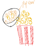 popcorn popping drawing by fins in Artbitrator