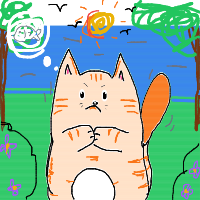a grumpy cat with a hat dreaming about fish with a thought bubble drawing by player-8938gbrst in Artbitrator