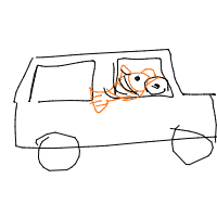 goldfish driving car drawing by minimin in Artbitrator
