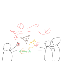 food fight drawing by minimin in Artbitrator