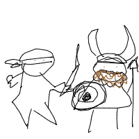 ninja vs viking drawing by minimin in Artbitrator