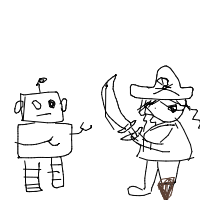 pirate vs robot drawing by minimin in Artbitrator