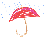 umbrella in rain drawing by toicin677 in Artbitrator