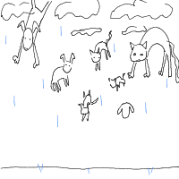 raining cats and dogs drawing by aphrodite707 in Artbitrator