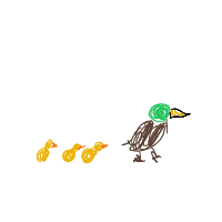duck leading ducklings drawing by eekler in Artbitrator