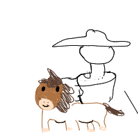 cowboy on tiny horse drawing by eekler in Artbitrator