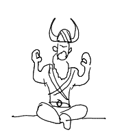 viking at yoga class drawing by leodraws in Artbitrator