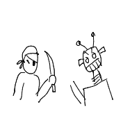 pirate vs robot drawing by leodraws in Artbitrator