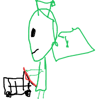 alien at grocery store drawing by ilov3god in Artbitrator