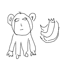 monkey with banana drawing by uyghnkkkmmm in Artbitrator