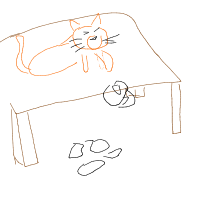 cat knocking things off table drawing by angelarevalo in Artbitrator