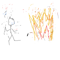 walking away from explosion drawing by angelarevalo in Artbitrator