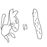 cat vs cucumber drawing by badatdrawing in Artbitrator