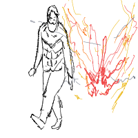 walking away from explosion drawing by lilasian in Artbitrator
