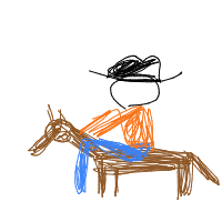 cowboy on tiny horse drawing by adhdisomfg in Artbitrator