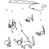 raining cats and dogs drawing by jellybea in Artbitrator