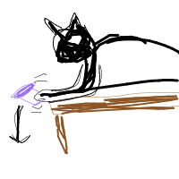 cat knocking things off table drawing by adhdisomfg in Artbitrator