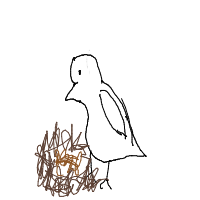 bird building nest drawing by elena in Artbitrator