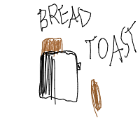bread in toaster ejecting drawing by elena in Artbitrator