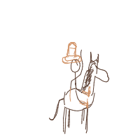 cowboy on tiny horse drawing by mes427 in Artbitrator