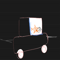 goldfish driving car drawing by mes427 in Artbitrator