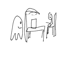 ghost at job interview drawing by arsalaanali in Artbitrator