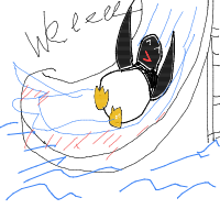 penguin sliding drawing by hevsusername in Artbitrator