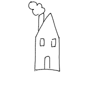 house with chimney drawing by kikix in Artbitrator