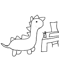 dinosaur in modern office drawing by quezva in Artbitrator
