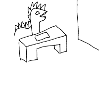 dinosaur in modern office drawing by kikix in Artbitrator