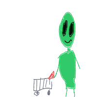 alien at grocery store drawing by hellofromtheotherside1324 in Artbitrator