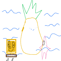 spongebob and patrick next to a pineapple house drawing by player-vyzx5w0vp in Artbitrator