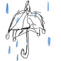 umbrella in rain drawing by luckyduckylucky_12345 in Artbitrator