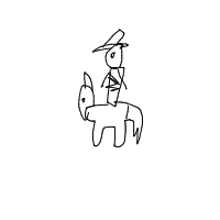 cowboy on tiny horse drawing by gfhf in Artbitrator