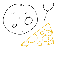 moon eating cheese drawing by painterintraining101 in Artbitrator