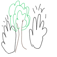 tree giving high five drawing by liah in Artbitrator
