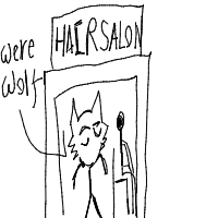 werewolf at hair salon drawing by cato in Artbitrator