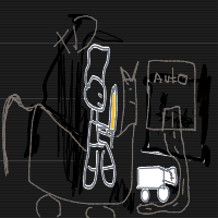 medieval knight at drive-thru drawing by razz in Artbitrator