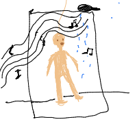 singing in shower drawing by willow in Artbitrator