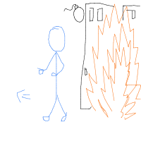 walking away from explosion drawing by uyen in Artbitrator