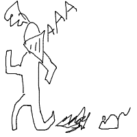 knight afraid of mouse drawing by muiz00 in Artbitrator