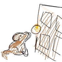 dog waiting at door drawing by ives in Artbitrator