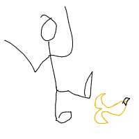 slipping on banana peel drawing by brady in Artbitrator