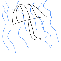 umbrella in rain drawing by nezumi in Artbitrator