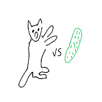 cat vs cucumber drawing by valerib in Artbitrator