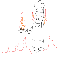 chef on fire drawing by amolisa in Artbitrator