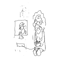 grandma playing video games drawing by amolisa in Artbitrator