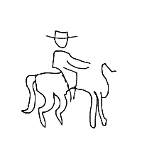 cowboy on tiny horse drawing by redbrake in Artbitrator