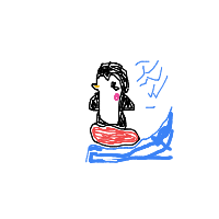 penguin sliding drawing by camcam in Artbitrator