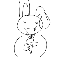 rabbit eating carrot drawing by snow in Artbitrator